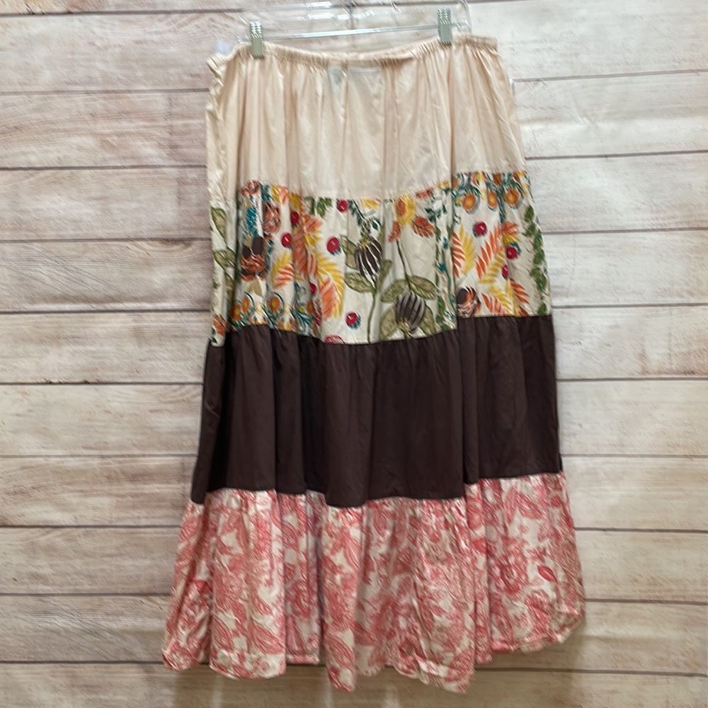 APOSTROPHE PEASANT BOHO TIERED MAXI SKIRT - Picture 4 of 7
